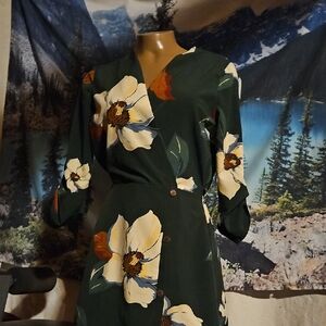 Green Dress With Magnolias On It